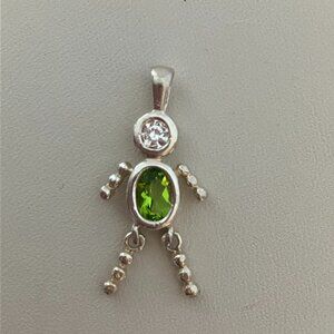 Sterling Silver Pendant with Peridot and White CZ